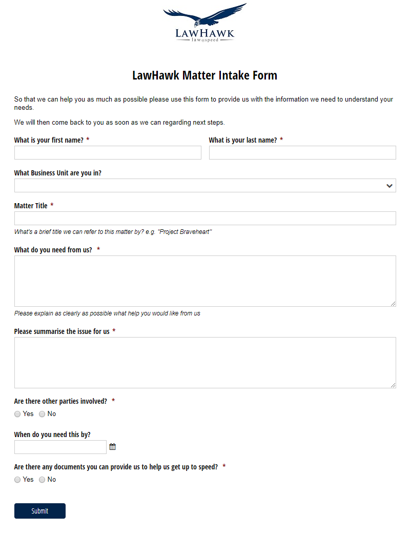 Matter Intake Form