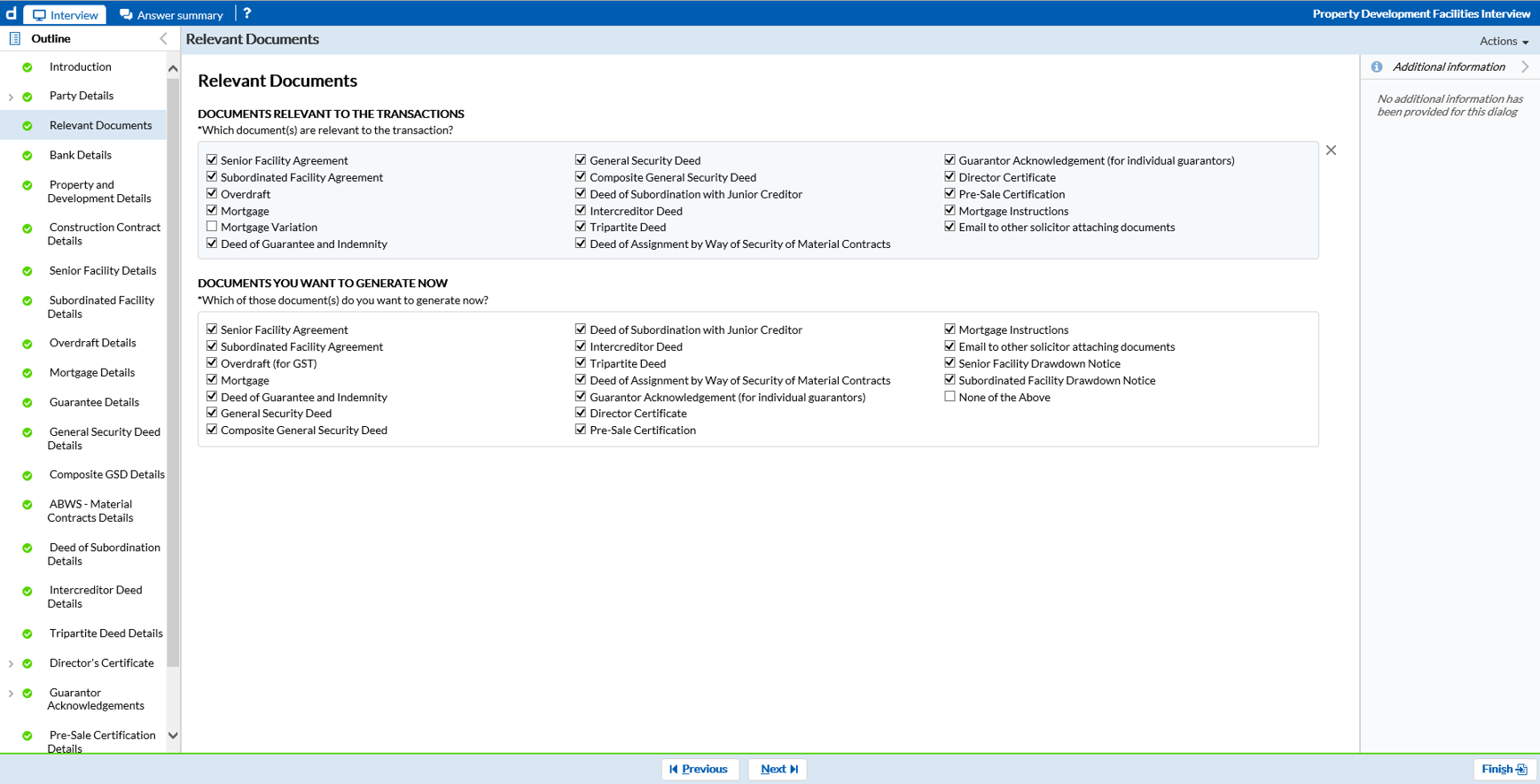 Property Finance Transaction Screenshot